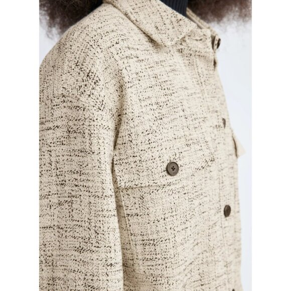 Aritzia BABATON Joan Black Cotton Linen Tweed Oversized Shirt Jacket, Size 2/M - Picture 15 of 16